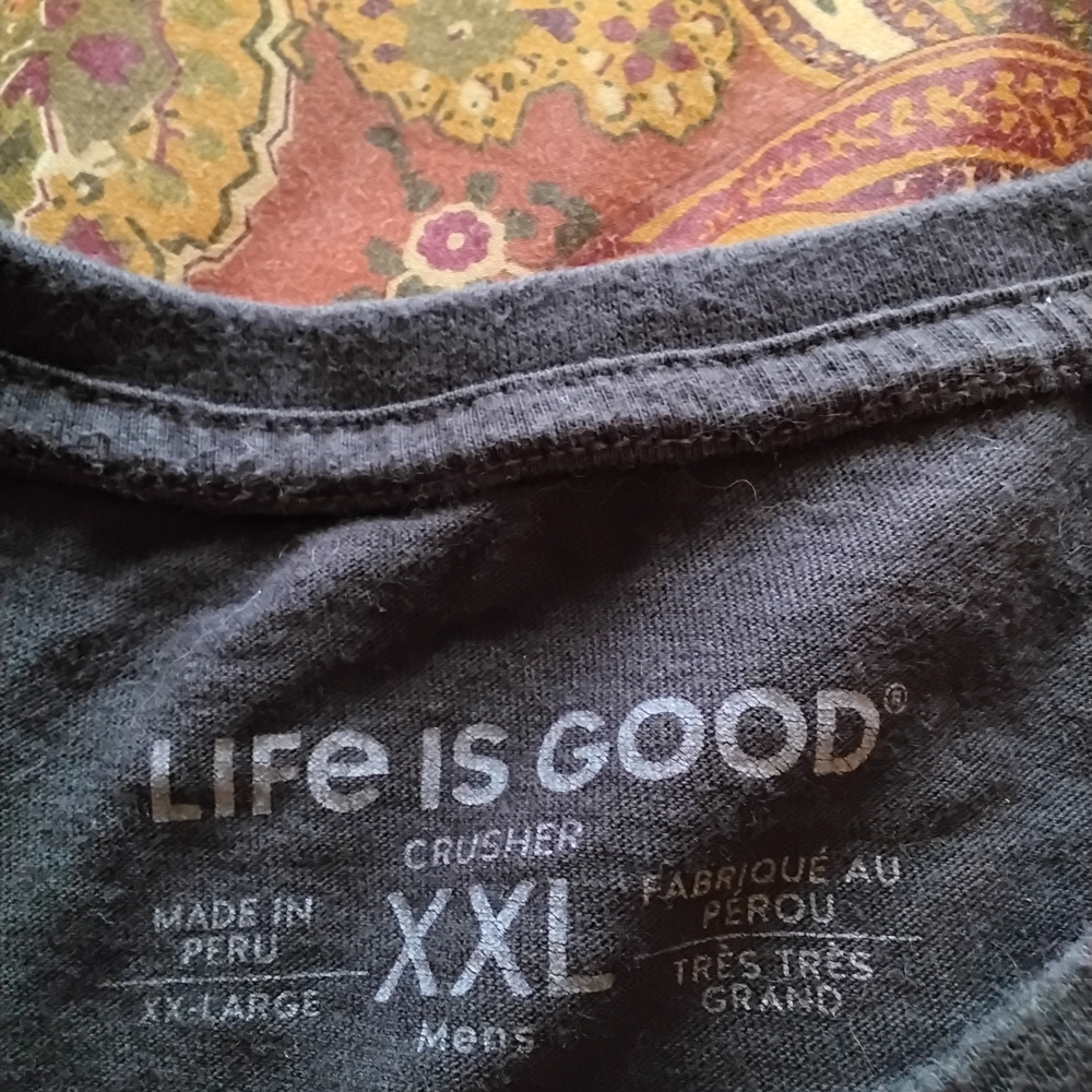 Life Is Good Black Long Sleeve Tee with Green Christmas Trees - Picture 2 of 2